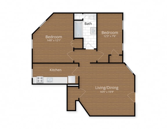 President Madison Apartments Washington DC Two Bedroom Floor Plan  at President Madison, Washington