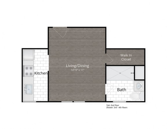 The August renovated apartments studio floor plan Dupont Circle Washington DC  at August, Washington