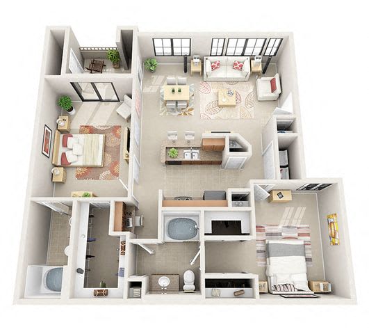 The Manchester Two Bedroom Two Bathroom Apartment