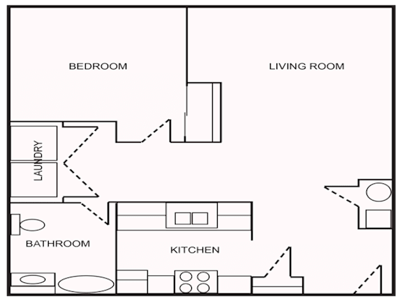 One Bedroom Floor Plan at Hendricks Pointe Apts, Shelbyville, IN