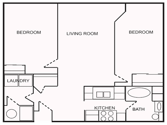 Two Bedroom Floor Plan Two Bedroom Floor Plan at Hendricks Pointe Apts, Shelbyville, 46176