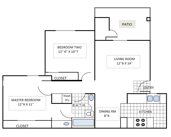 Roosevelt Floor Plan at Lincoln Park Apartments, Corona, 92882