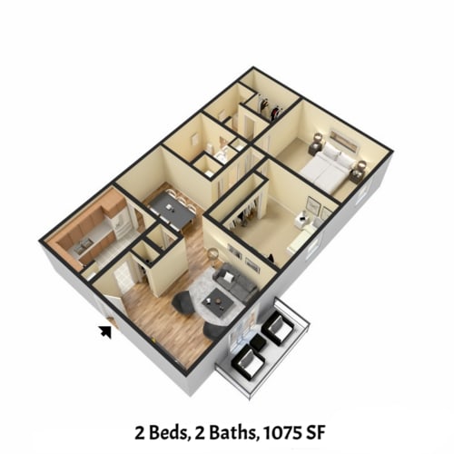 2 Bed 2 Bath Floorplan at Hickory Lake, Antioch, TN