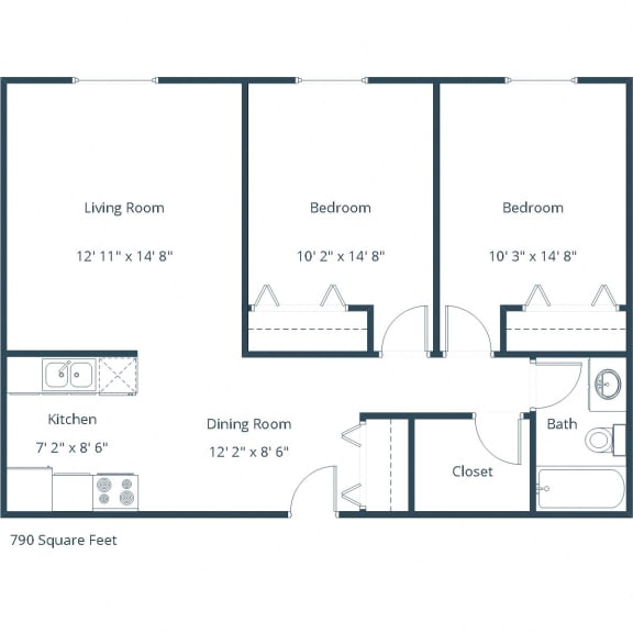 Cambridge Apartments | Two Bedroom Floor Plan A