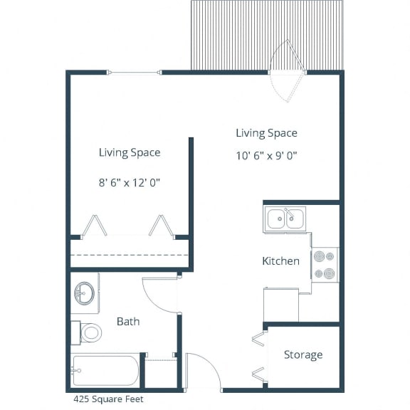 Ashbury Apartments | Efficiency Floor Plan