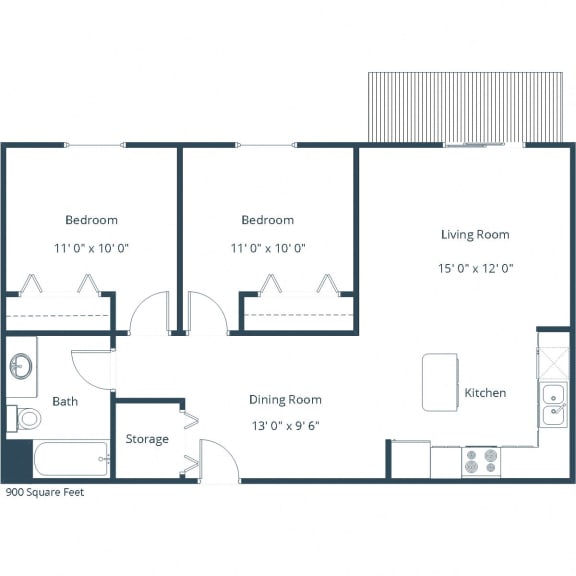 Ashbury Apartments | Two Bedroom Floor Plan A