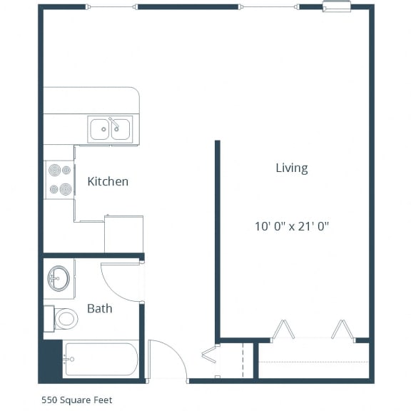 Village Park Apartments | One Bedroom Floor Plan