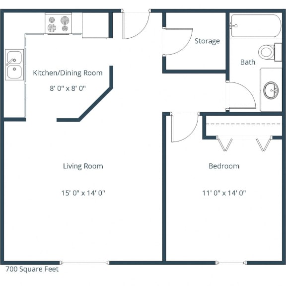 Village West Apartments | One Bedroom Floor Plan A