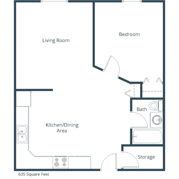 Chestnut Ridge Apartments | One Bedroom Floor Plan