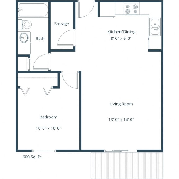 Carlton Place Apartments | One Bedroom Floor Plan B