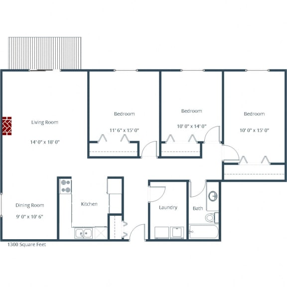 Dynasty Apartments | Three Bedroom Floor Plan