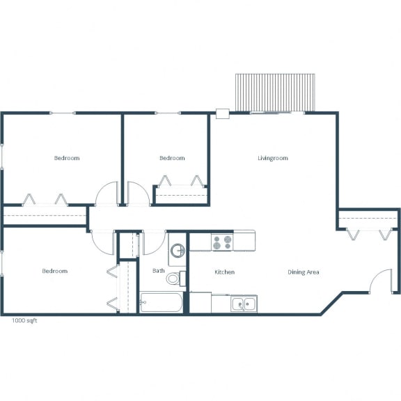 Deer Park Apartments in Hutchinson, MN | Three Bedroom Floor Plan