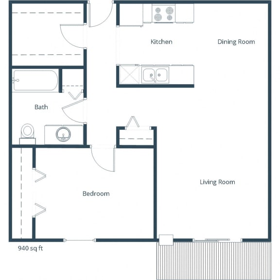 Dellwood Estates Apartments in Anoka, MN | One Bedroom Floor Plan B