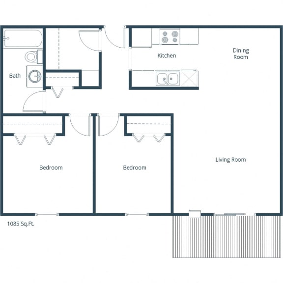 Dellwood Estates Apartments in Anoka, MN | Two Bedroom Floor Plan B