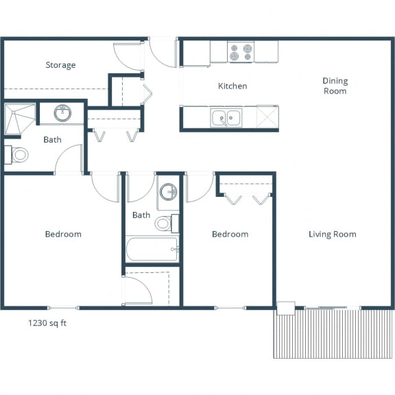 Dellwood Estates Apartments in Anoka, MN | Two Bedroom Floor Plan C