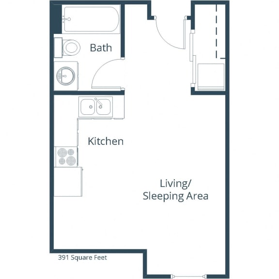 Glen Pond Apartments | Efficiency Floor Plan  at Glen Pond, Eagan