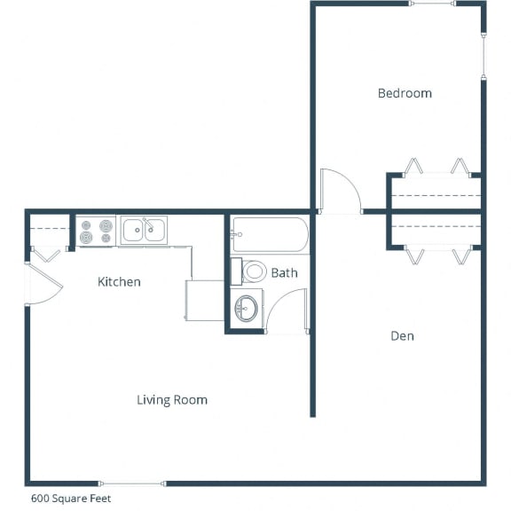 Forest Avenue Apartments | One Bedroom Floor Plan B With Den