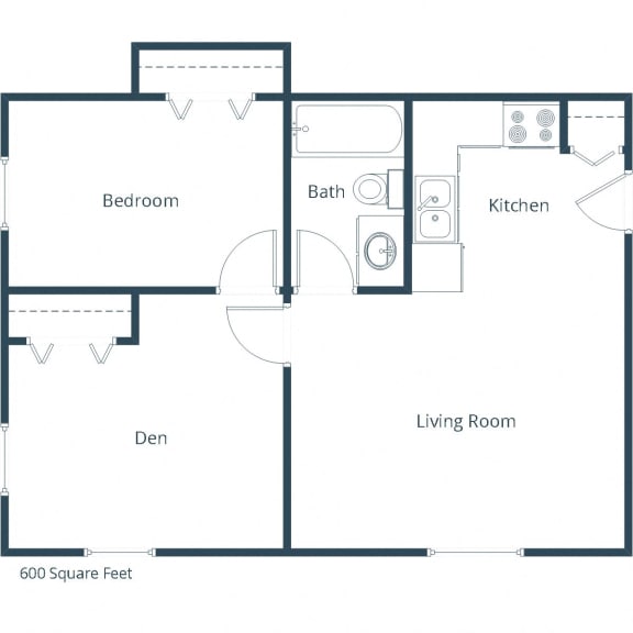 Forest Avenue Apartments | One Bedroom Floor Plan C With Den