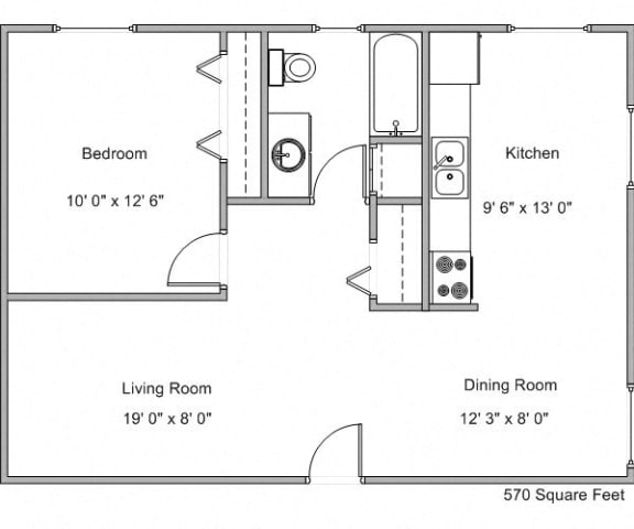 Spring Apartments | One Bedroom Floor Plan
