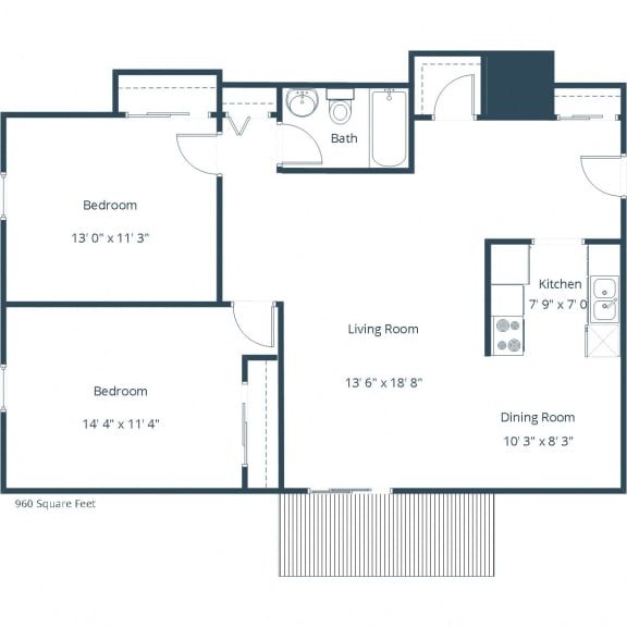 Montreal Courts Apartments in Little Canada, MN | Two Bedroom Floor Plan C