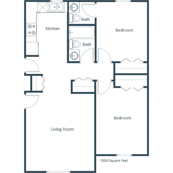 Floor Plan  Two Bedroom Floor Plan C  at Maple Ridge, Omaha, NE, 68164