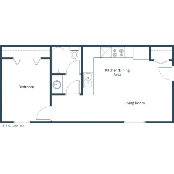 Hannifin Apartments | One Bedroom Floor Plan