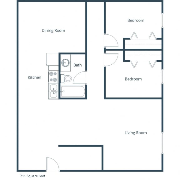 Hannifin Apartments | Two Bedroom Floor Plan