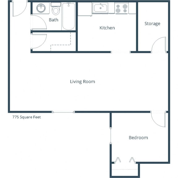Mason Apartments | One Bedroom Floor Plan D