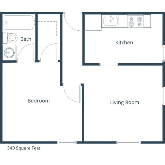 Mason Apartments | One Bedroom Floor Plan F