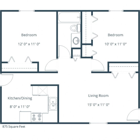 River Park Apartments | Two Bedroom Floor Plan