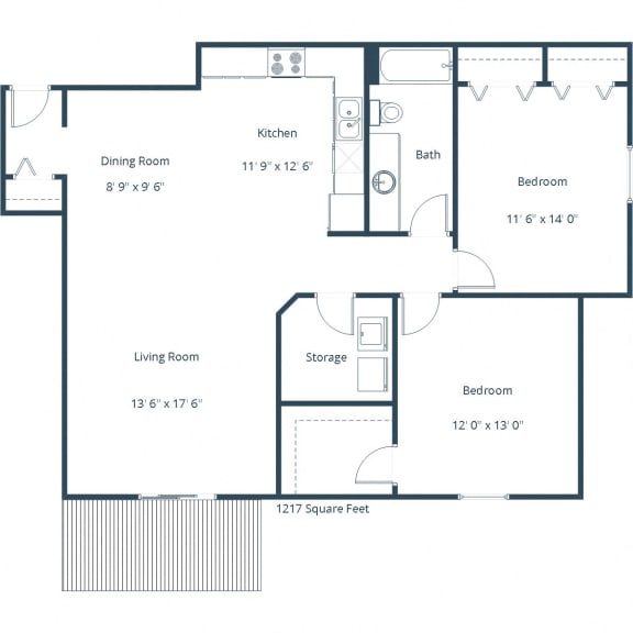 Stonebridge Apartments | Two Bedroom Floor Plan E