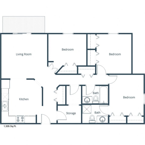 Stonebridge Apartments | Three Bedroom Floor Plan B