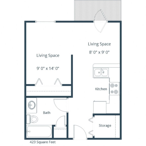 Bridgeport Apartments | Efficiency Floor Plan