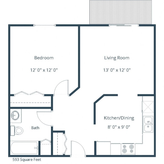 Bridgeport Apartments | One Bedroom Floor Plan