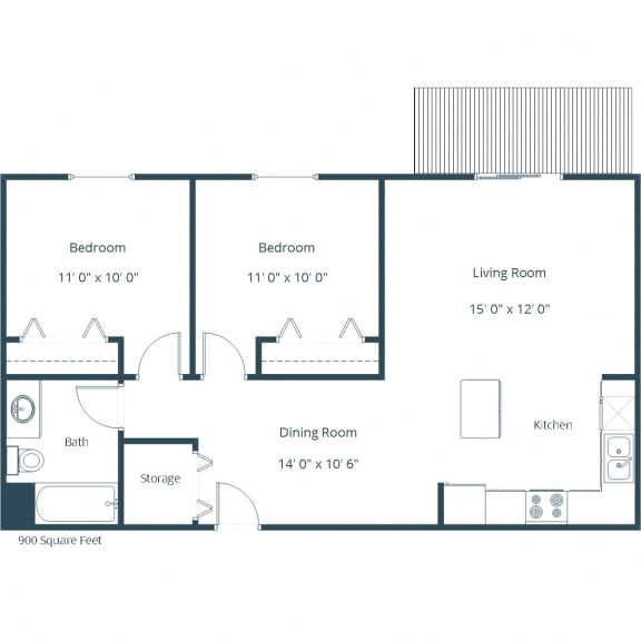 Bridgeport Apartments | Two Bedroom Floor Plan B