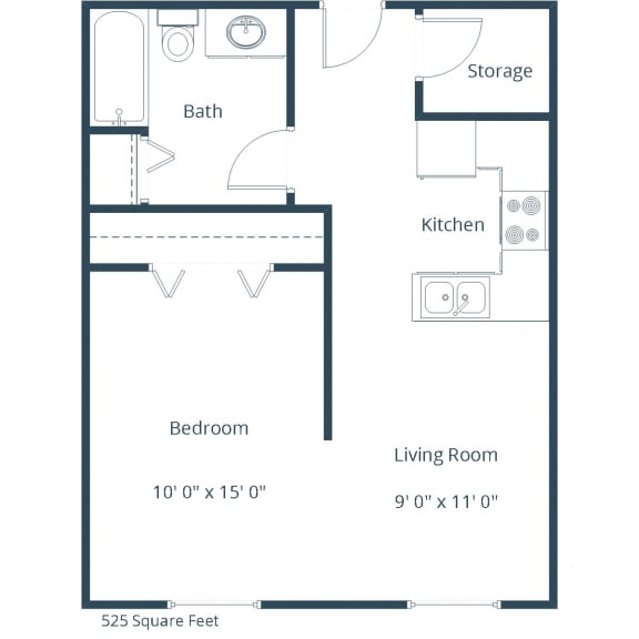 Sierra Ridge Apartments in Bismarck, ND| Efficiency Floor Plan Sierra Ridge Apartments in Bismarck, ND| Efficiency Floor Plan