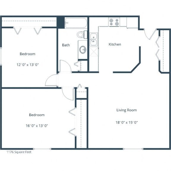 Floor Plan  Sierra Ridge Apartments in Bismarck, ND | Two Bedroom Floor Plan