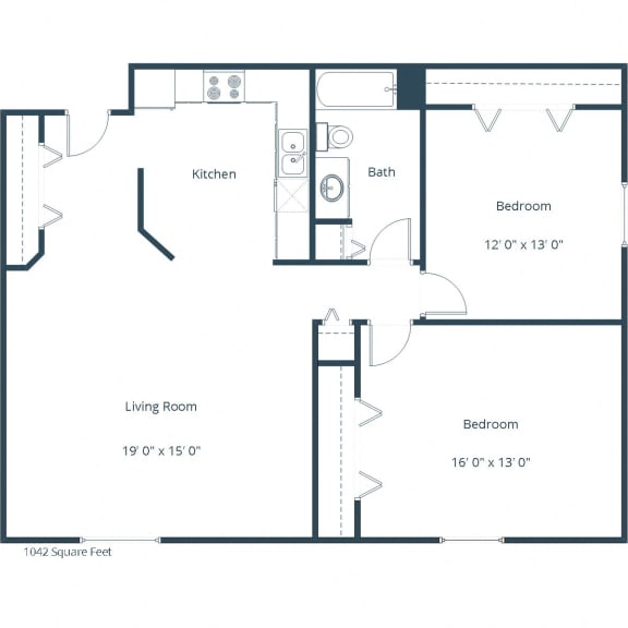 Sierra Ridge Apartments in Bismarck, ND| Two Bedroom Floor Plan