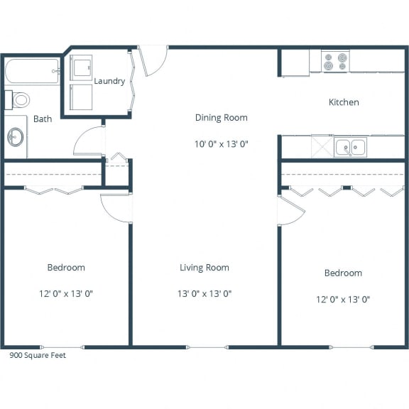 Sierra Ridge Apartments in Bismarck, ND| Two Bedroom Floor Plan B