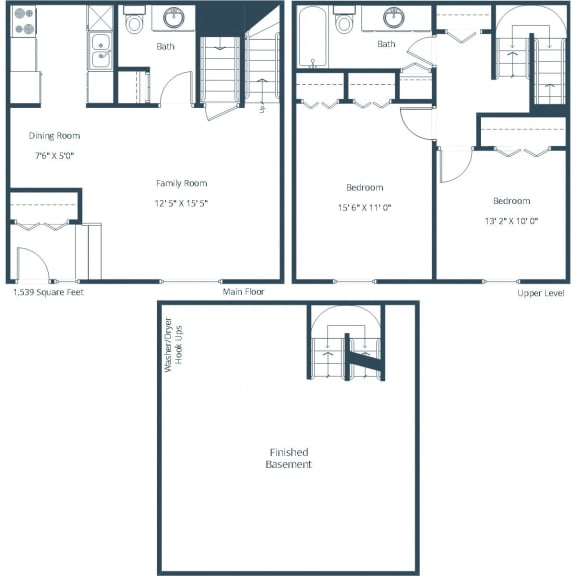 Two Bedroom - Plan 22B Floor Plan 1539 Square-Feet Two Bedroom - Plan 22B Floor Plan at Stony Brook, Omaha