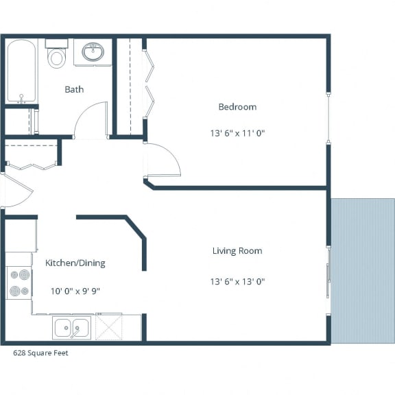 Sunwood Apartments | One Bedroom Floor Plan