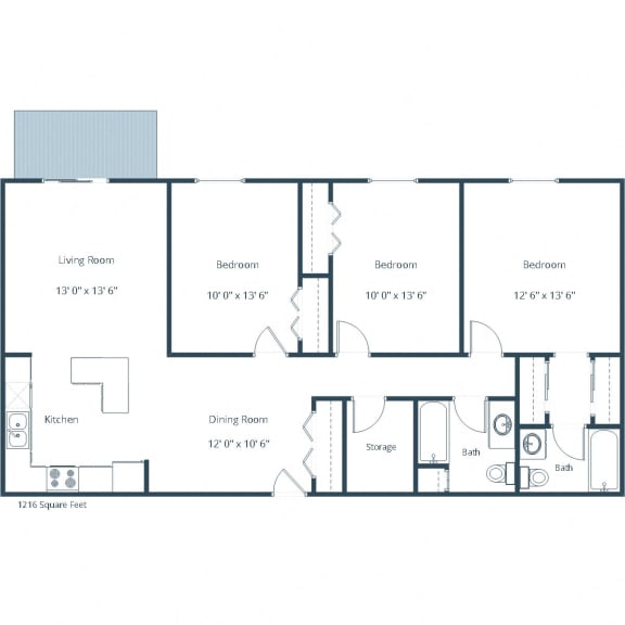 Sunwood Apartments | Three Bedroom Floor Plan A