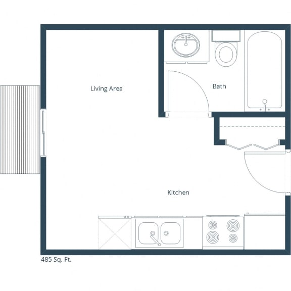 Parkside Apartments | Efficiency Floor Plan