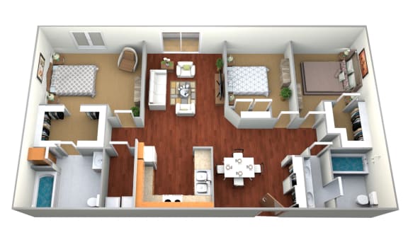 Floor Plan  3 Bed 2 Bath Floor Plan at Waterstone Apartments, Minnesota