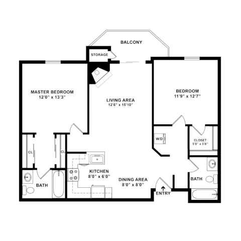A black and white image of a floor plan for a home.