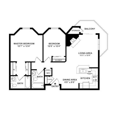 A black and white image of a house floor plan.