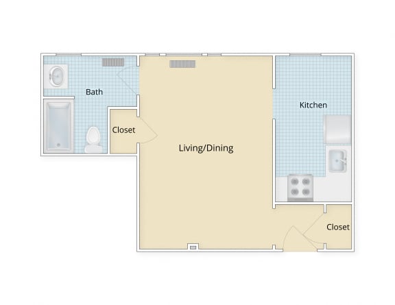Kew Gardens apartments Georgetown Washington DC large studio floor plan  at Kew Gardens, Washington, 20007
