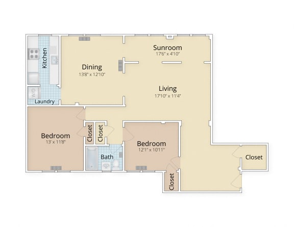 Kew Gardens apartments Georgetown Washington DC large two bedroom floor plan