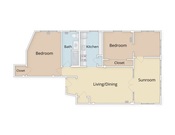 Kew Gardens apartments Georgetown Washington DC large two bedroom floor plan