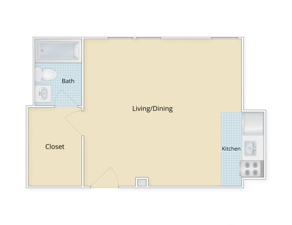 Kew Gardens apartments Georgetown Washington DC studio floor plan  at Kew Gardens, Washington, DC